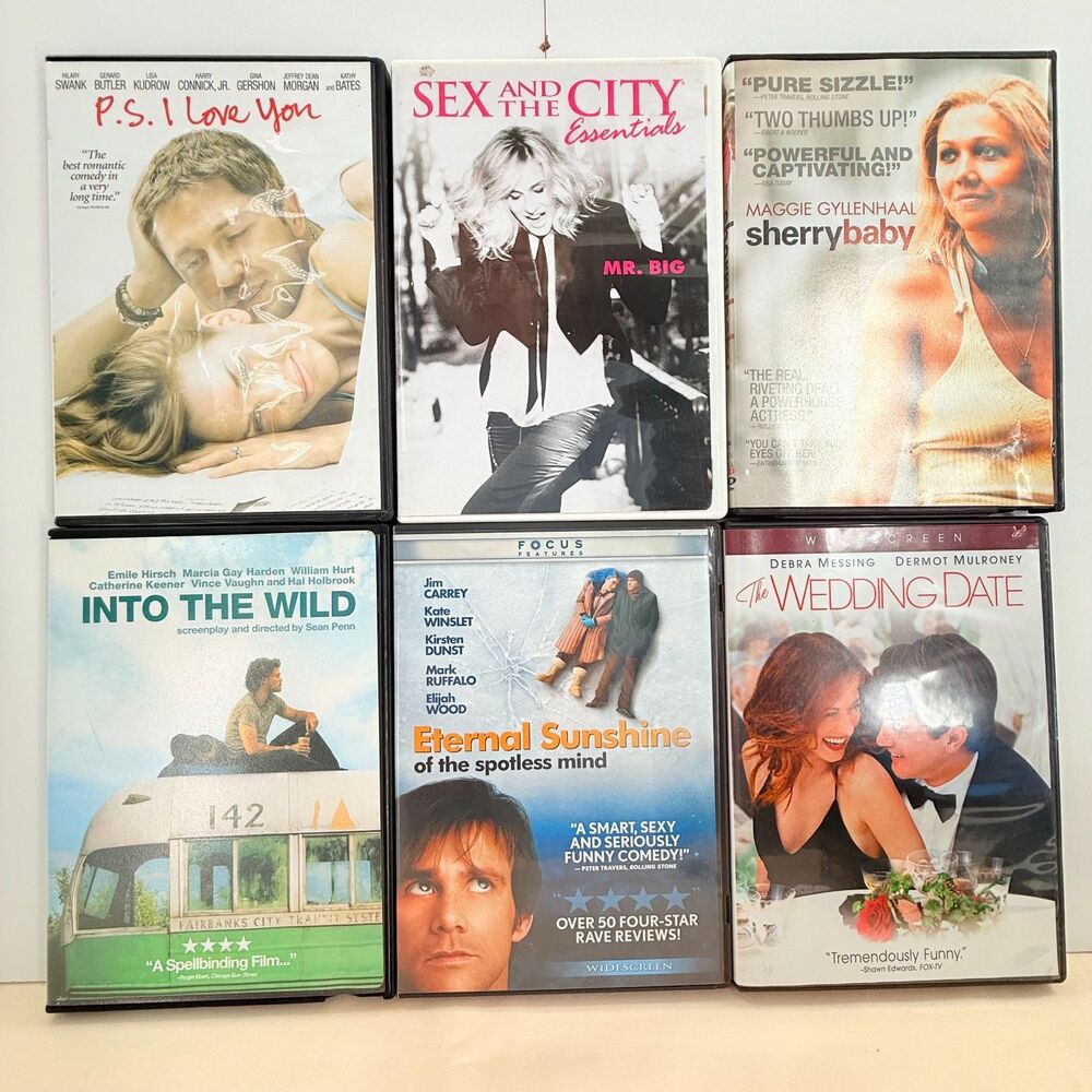 Into the Wild Eternal Sunshine PS I Love You Romance DVD Bundle of 6